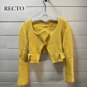 RECTO Yellow Curved-Neck Chunky Cardigan – Size L